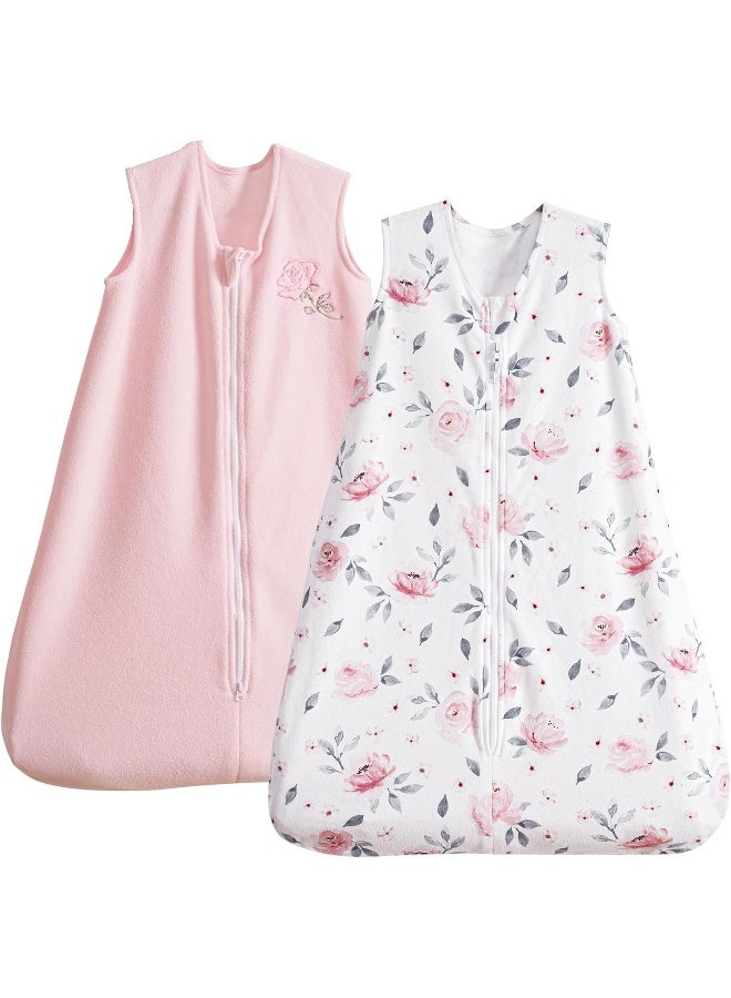 PHF Warm Micro-Fleece Baby Sleep Sack 12-18 Months, Soft Baby Wearable Blanket, 2-Way Zipper Sleeping Bags, 2 Pack Comfy Toddler Sleeping Sack for Boys, Large Size, Floral - Image 1