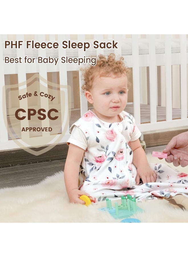 PHF Warm Micro-Fleece Baby Sleep Sack 12-18 Months, Soft Baby Wearable Blanket, 2-Way Zipper Sleeping Bags, 2 Pack Comfy Toddler Sleeping Sack for Boys, Large Size, Floral - Image 5