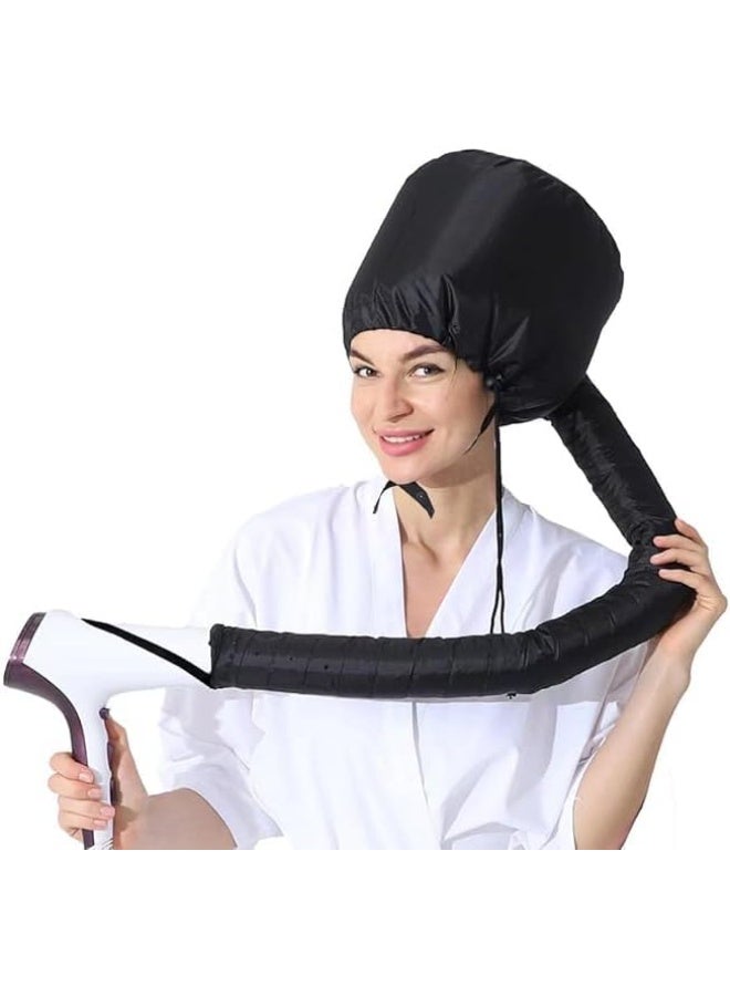 Bonnet Hood Hair Dryer, Adjustable Soft HairDryer Hood Cap for Hand Held Hair Dryer Cap Bonnet, Hair Drying Cap for Styling, Curling and Deep Conditioning (Black) - Image 1
