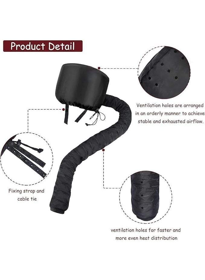 Bonnet Hood Hair Dryer, Adjustable Soft HairDryer Hood Cap for Hand Held Hair Dryer Cap Bonnet, Hair Drying Cap for Styling, Curling and Deep Conditioning (Black) - Image 2