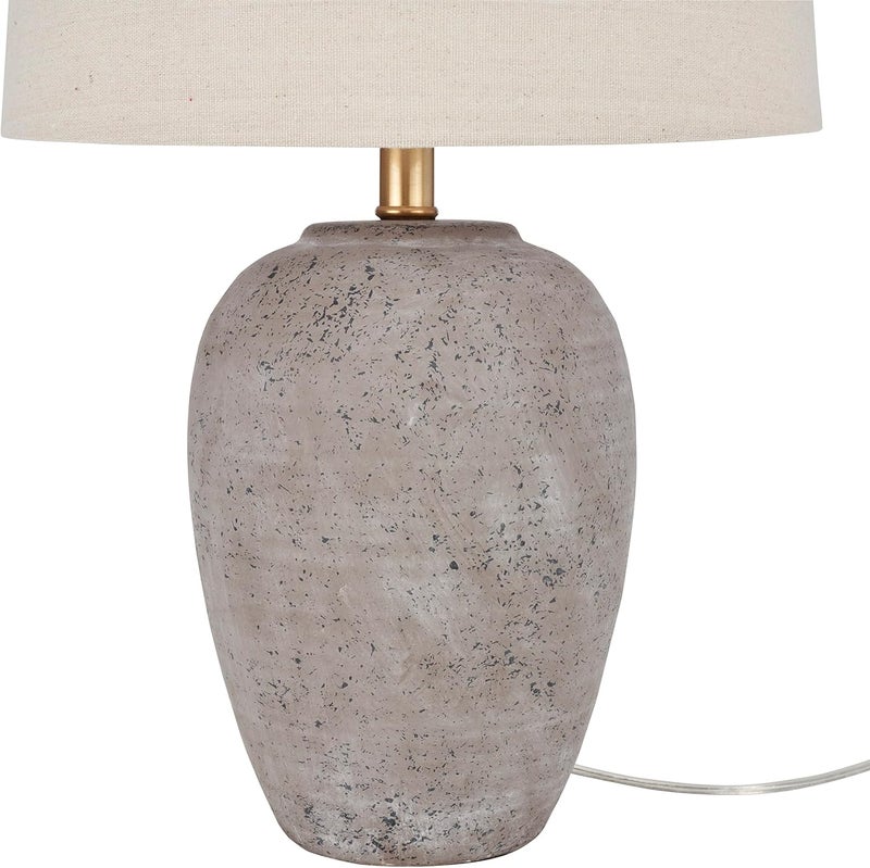 Nourison 23" Earth Brown Rustic Ceramic Jar Table Lamp with Beige Tapered Drum Shade - Image 5