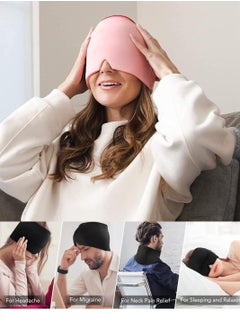 Large Headache Hat Migraine Ice Head Wrap Cold Therapy Headache Relief Cap Flexible Gel Cold Compress Ice Head Wrap Mask for for Puffy Eyes Tension Sinus (pink)