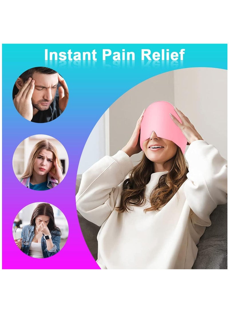 Generic - Large Headache Hat Migraine Ice Head Wrap Cold Therapy Headache Relief Cap Flexible Gel Cold Compress Ice Head Wrap Mask for for Puffy Eyes Tension Sinus (pink) - Image 1