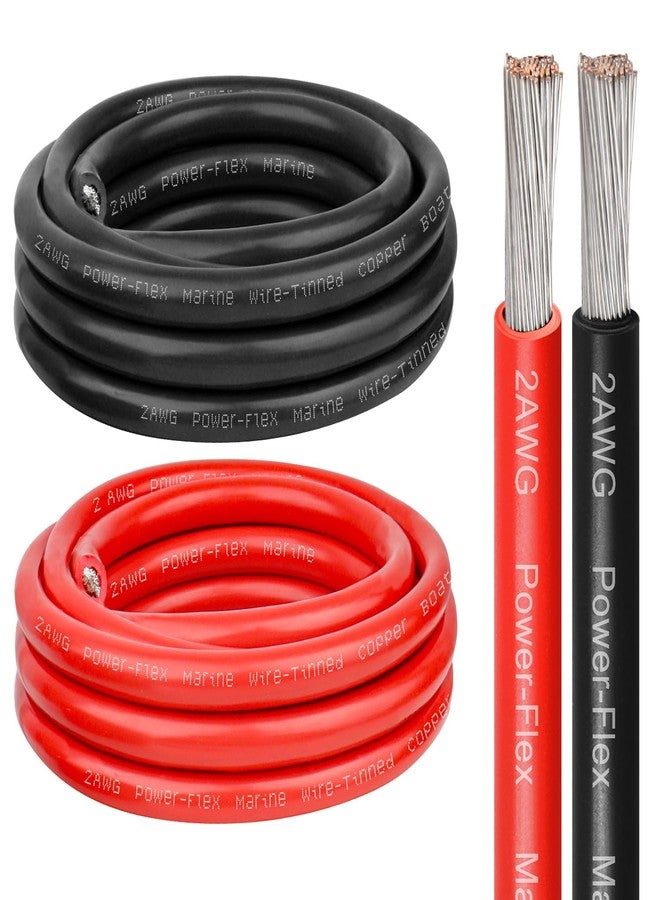 YDDECW 2 Gauge Marine Wire, 2 AWG Tinned Copper Electrical Wire, Boat Cable for Automotive, Solar, Car Audio, Trailer, Camper & Marine Wiring(2 AWG, 5FT Red + 5FT Black) - Image 1