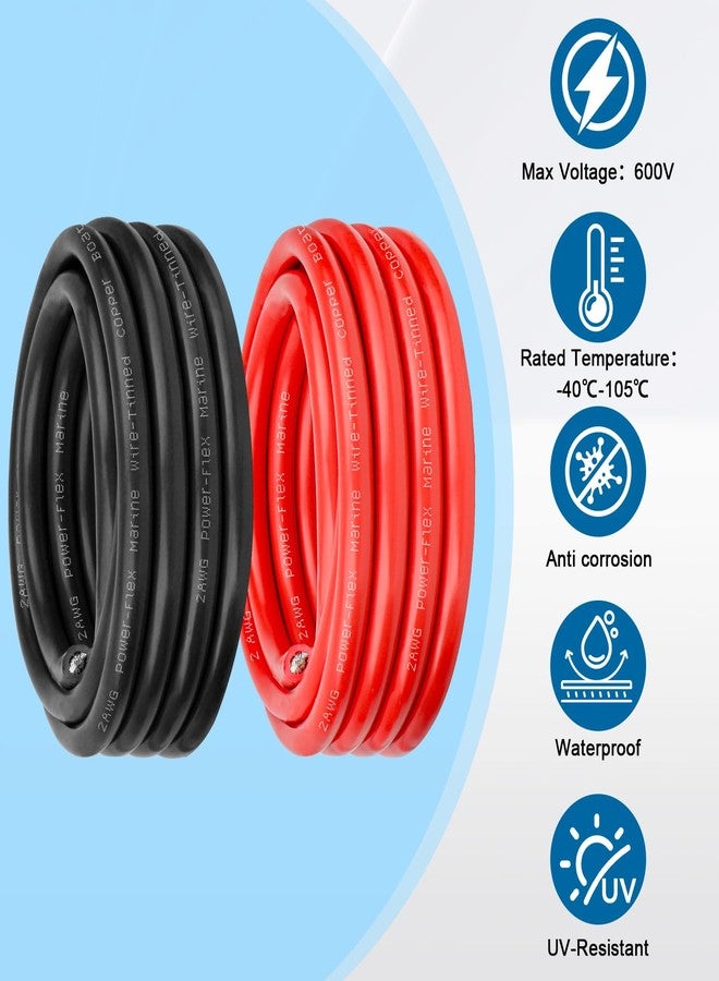 YDDECW 2 Gauge Marine Wire, 2 AWG Tinned Copper Electrical Wire, Boat Cable for Automotive, Solar, Car Audio, Trailer, Camper & Marine Wiring(2 AWG, 5FT Red + 5FT Black) - Image 3