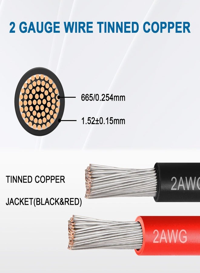 YDDECW 2 Gauge Marine Wire, 2 AWG Tinned Copper Electrical Wire, Boat Cable for Automotive, Solar, Car Audio, Trailer, Camper & Marine Wiring(2 AWG, 5FT Red + 5FT Black) - Image 2