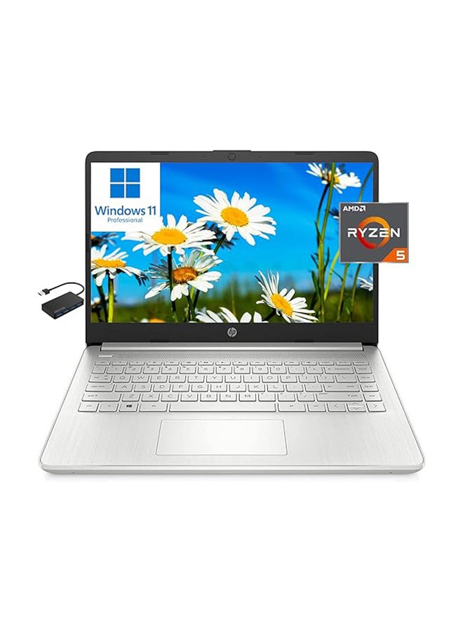 HP (Upgraded Version) Laptop With 14-Inch Display, AMD Ryzen 5 5500U Processor/8GB RAM/512GB SSD/AMD Radeon R5 Graphics/Windows 11 Pro With Hub (Upgraded) English Natural Silver - Image 1