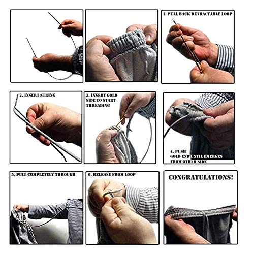 Joycoco 2 Pieces Drawstring Threader - Flexible Easy Threader Needle Drawstring Replacement Tools Rose Red (6pcs Set) - Image 5