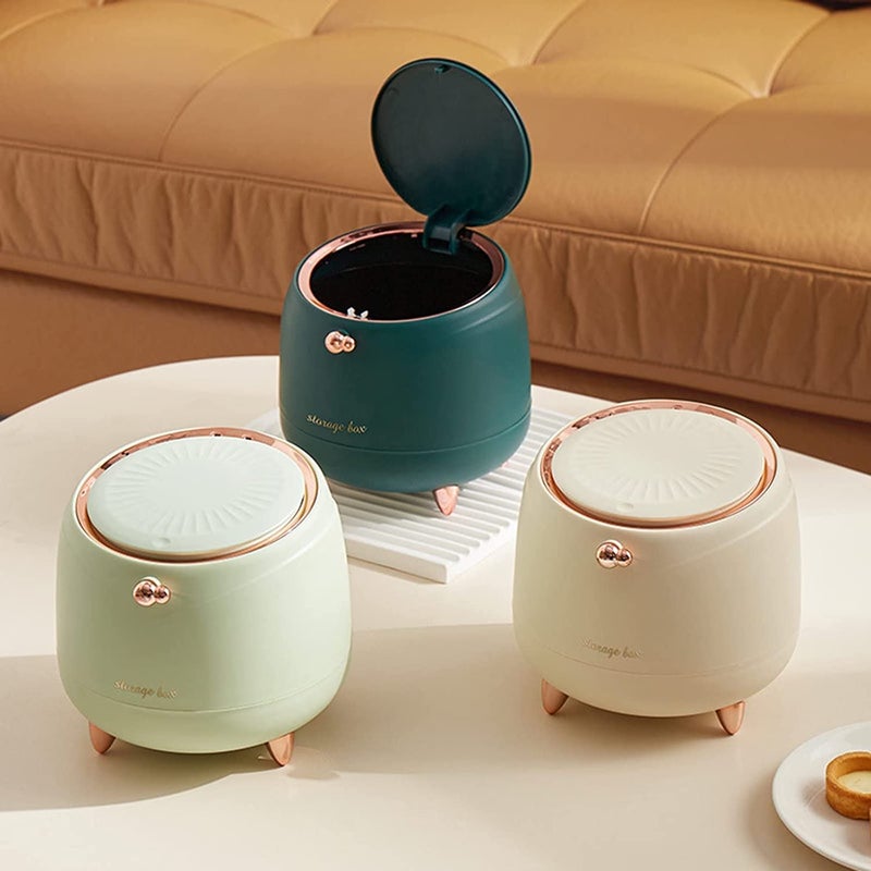 proxin proxin Tabletop Trash can Desktop Wastebasket Trash Can Dispenser with Lid Large Capacity Mini Bin Modern Dustbin for HomeOfficeTabletop  - Image 2