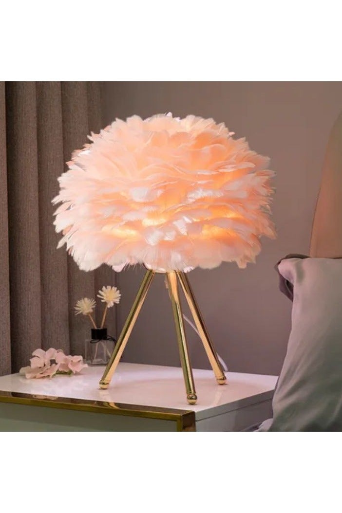 اباجوره ريش نعام  مصباح طاولة لغرفة النوم - متعدد الالوان - Image 1