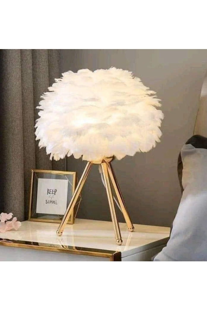 اباجوره ريش نعام  مصباح طاولة لغرفة النوم - متعدد الالوان - Image 3