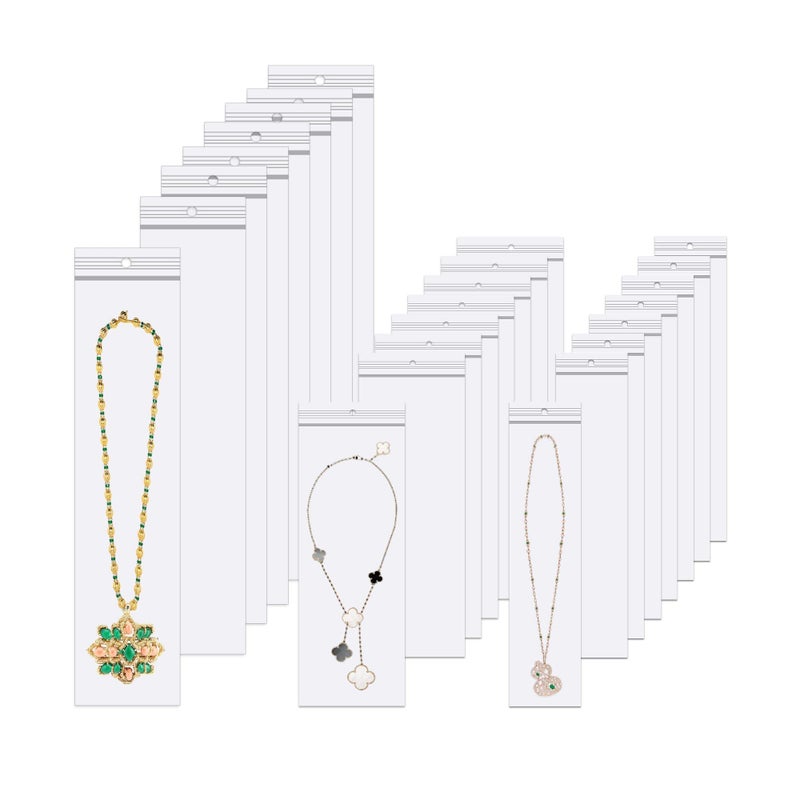 300pcs Long Jewelry Bags 2 x 8/3 x 8/3 x 12 Inch Necklace Bags with Hang Hole Poly Zip Seal Storage Bags 2 Mil for Incense Necklaces Jewelry Packaging Shipping