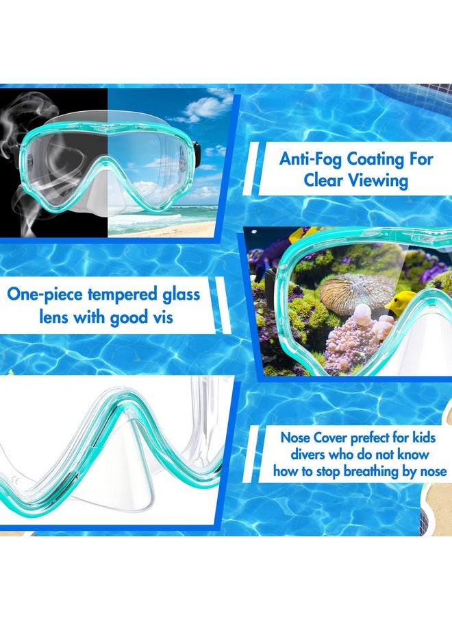 LEIFIDE - 6 Pcs Kids Goggles With Nose Cover Swimming Goggles For Kids 6 14 Snorkel Swim Mask Tempered Glass Scuba Diving Mask Anti Fog 180° Clear View (Classic Color) - Image 1