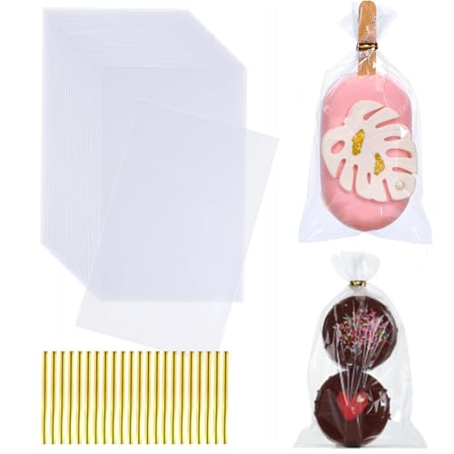 TEMLQPACK 200Pack 3x6Inches Clear Cellophane Bags with Ties - Oreo, Macaron, Soap, Rice Krispie Treat, Chocolate Truffle Gift Treat Bags for Bakery, Candy, Party Favor - Image 1