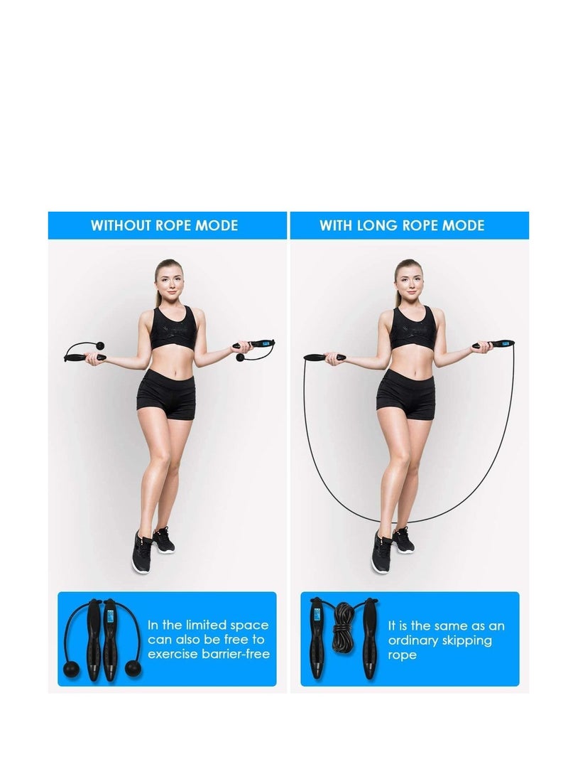 Digital Counting Jump Rope, Adjustable Fitness Sport Skipping Ropes with Calories Counter/Timer/Weight Setting for Children and Adults