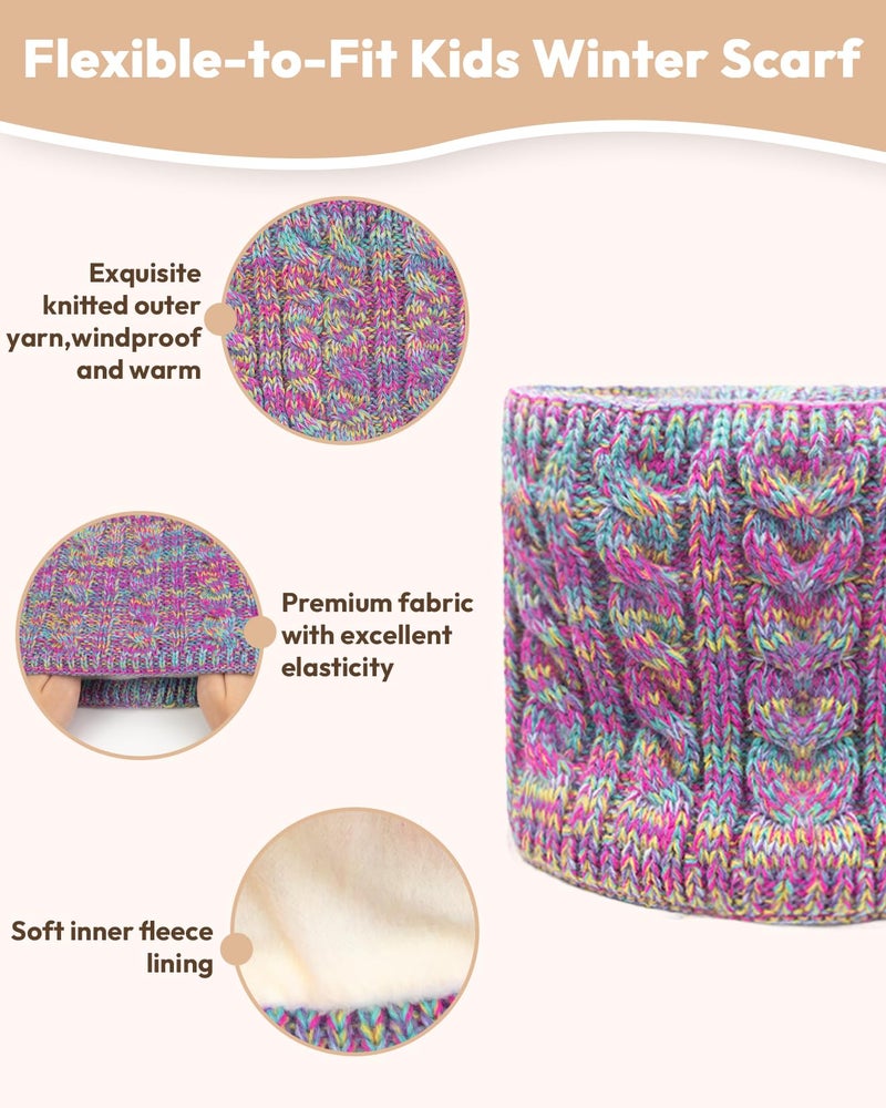 EAONE Kids Winter Hat Gloves Scarf Set,Toddler Girls Boys Beanie Hat with Earflaps,Knit Mittens & Neck Gaiter Warmer for Kids 4-12 - Image 3