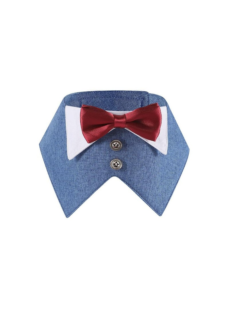 CMGTYYD CMGTYYD Dog Tuxedo,Formal Dog Wedding Bandana Dog Collar with Bow Tie Dog Birthday Costume Adjustable Pet Party Tux Dog Wedding Attire,Dog Valentines Outfit Cosplay for Small Medium Large Pets (S,Blue) - Image 1