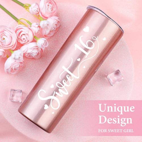 YENCHORN Sweet 16 Gifts for Girls Happy 16th Birthday Gifts for Girls Sweet Sixteen Gift for 16 Year Old Girl Trendy 2025 Pink 16 Year Old Girl Birthday Gift Ideas 16th Decoration for Granddaughter, Daughter - Image 2