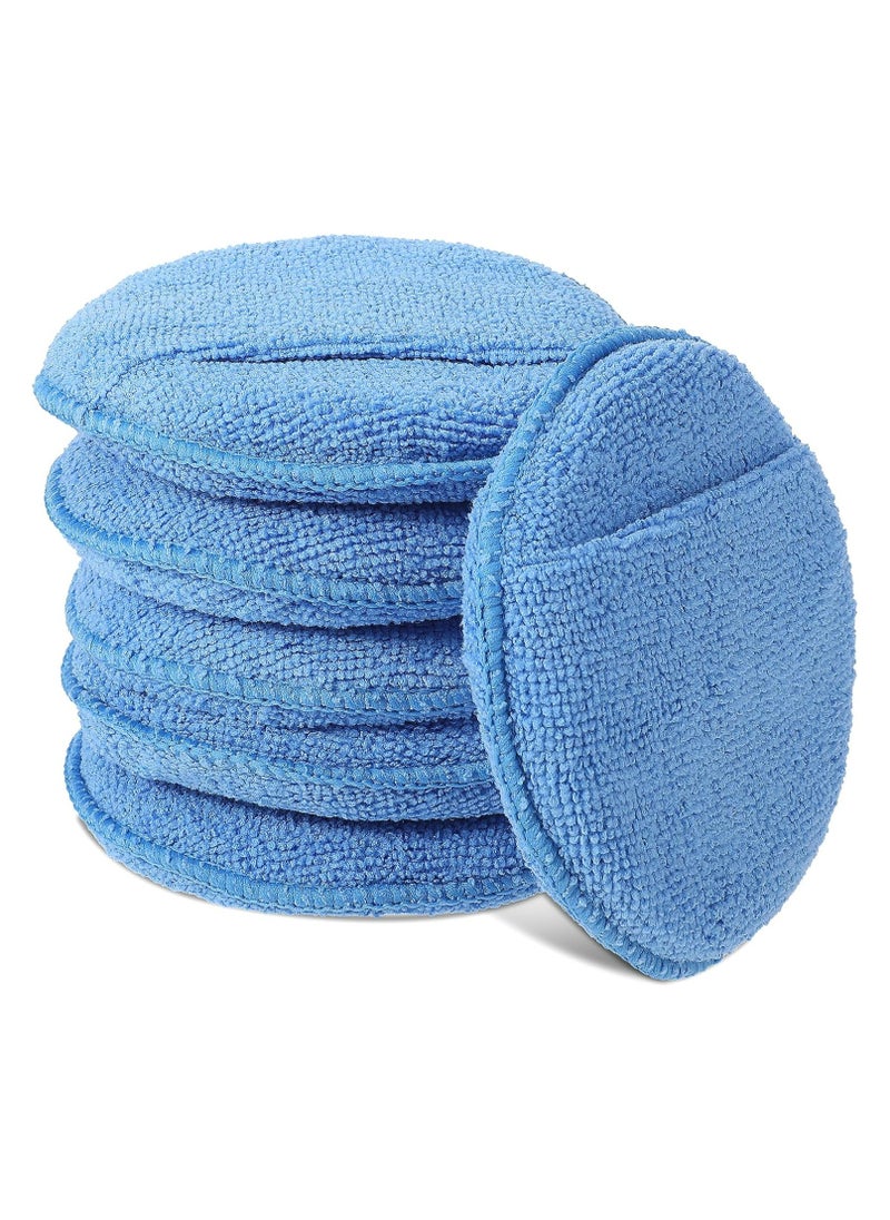 Oasisgalore 6 Pcs Microfiber Wax Applicator Pads with Finger Pocket for Car Polishing (5.1 inch)  - Image 1
