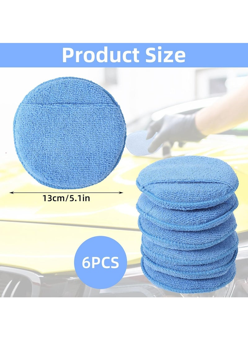 Oasisgalore - 6 Pcs Microfiber Wax Applicator Pads with Finger Pocket for Car Polishing (5.1 inch) - Image 1