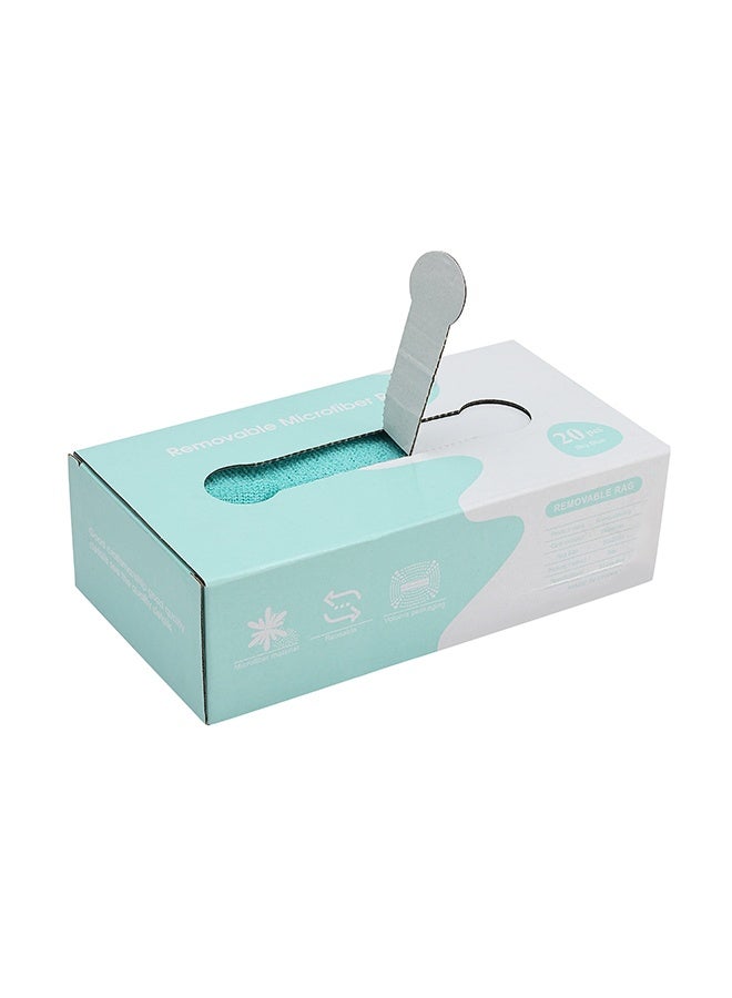 LAWAZIM 20 Piece Removable Microfiber Rags - 20x20cm - Ultra Absorbent Lint-Free Cleaning Cloths in Extractable Dispenser Box for Kitchen or Household, Car, Window, Glass, and Multi-Surface Use - Blue - Image 4