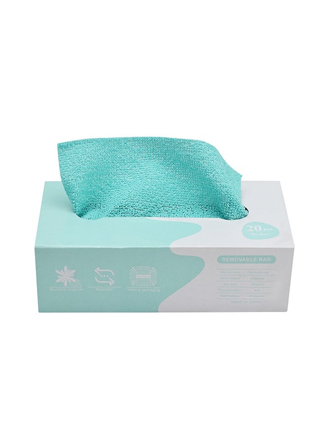 LAWAZIM 20 Piece Removable Microfiber Rags - 20x20cm - Ultra Absorbent Lint-Free Cleaning Cloths in Extractable Dispenser Box for Kitchen or Household, Car, Window, Glass, and Multi-Surface Use - Blue - Image 2