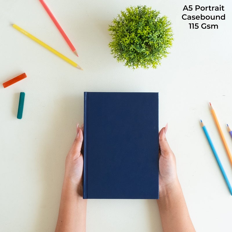 MENORAH - A5 - Sketch Book for Artist - 115 GSM (160 Pages / 80 Sheets) - Artist Drawing Book - (21.0Cm X 14.8Cm) - Hard Case Bound - Completely Handmade-Portrait- Dark Blue,, Paper, oil pastels - Image 2
