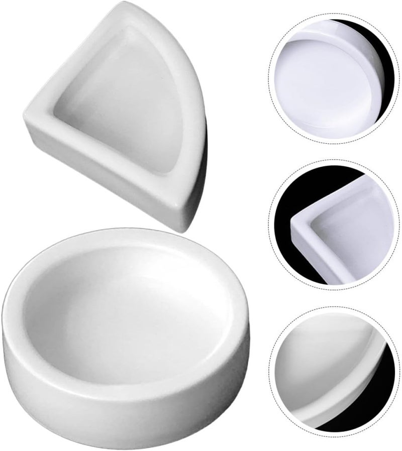 2pcs Reptile Food Bowls and Water Feeder Ceramic Escape-Proof Medium Size White Round Square for Gecko Tortoise Lizard Feeding and Drinking - Image 5