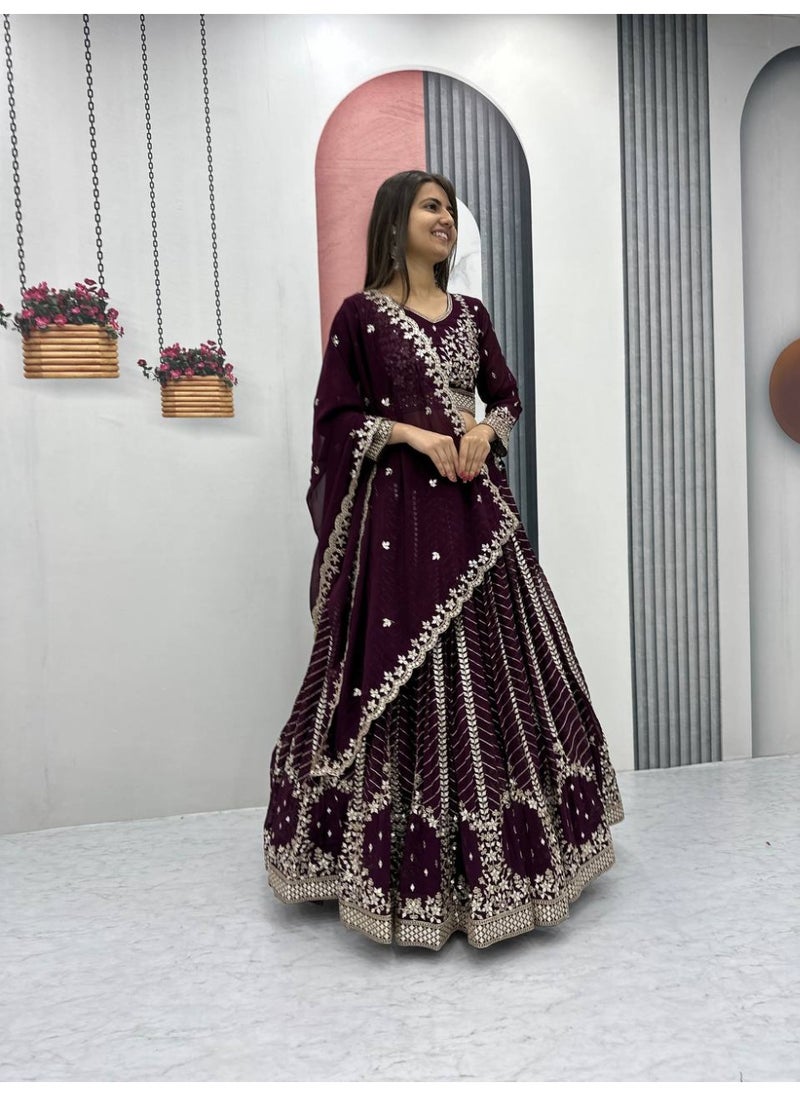 Super Asian Premium Heavy Faux Georgette Embroidered Lehenga Choli Set for Women – Fully Stitched with Dupatta  - Image 2
