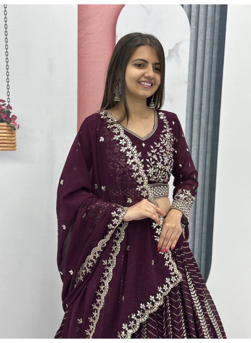 Super Asian Premium Heavy Faux Georgette Embroidered Lehenga Choli Set for Women – Fully Stitched with Dupatta  - Image 5