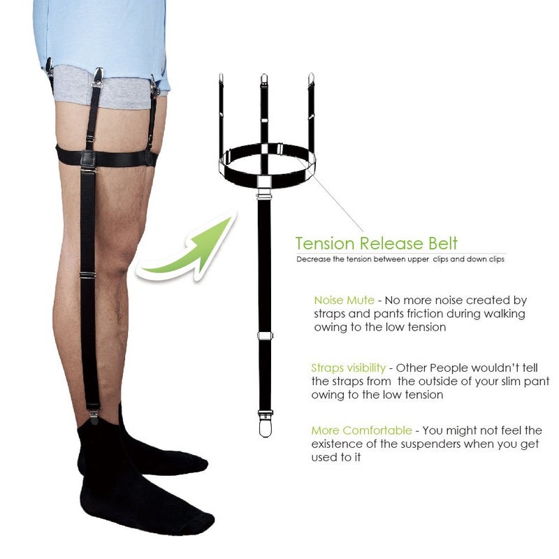 JUMYGEAR Shirt Stays for Men Women Police or Military, Sock Garters Suspenders Strap Shirt Keepers Law Enforcement with Non-Slip Locking Clamps Shirttail Tucked,2Pack-1 Pair - Image 2