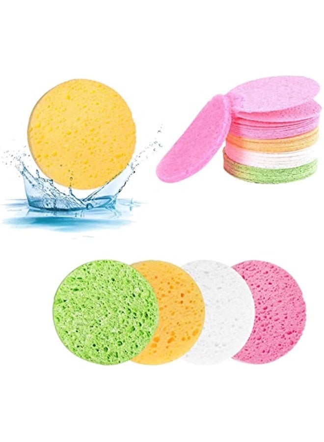 Generic 72 Pieces Of Compressed Facial Sponge 4 Colors Of Compressed Decontamination Sponge Reusable Facial Sponge Cellulose Circular Facial Sponge Cleaning Facial Sponge  - Image 1