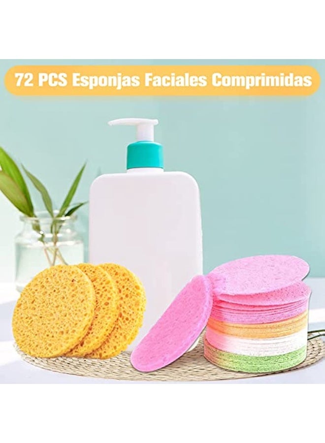 Generic 72 Pieces Of Compressed Facial Sponge 4 Colors Of Compressed Decontamination Sponge Reusable Facial Sponge Cellulose Circular Facial Sponge Cleaning Facial Sponge  - Image 4