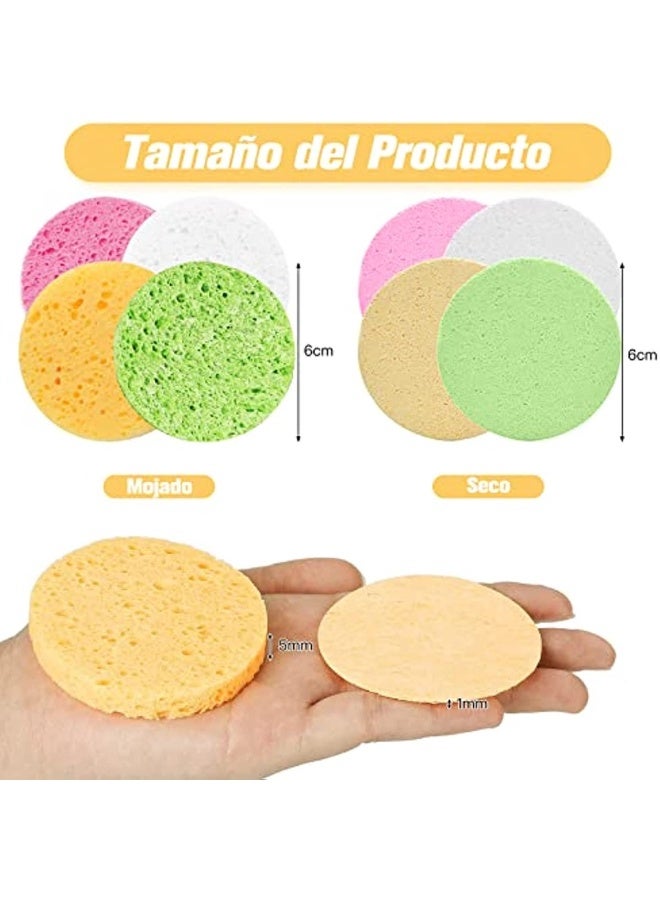 Generic 72 Pieces Of Compressed Facial Sponge 4 Colors Of Compressed Decontamination Sponge Reusable Facial Sponge Cellulose Circular Facial Sponge Cleaning Facial Sponge  - Image 2