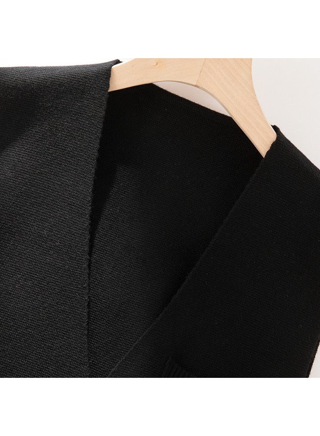 Fapai Wool Layering Hong Kong Style Lazy Outfit V-neck Loose Slimming Fake Pocket Knitted Vest Fashionable Youthful Waistcoat Women - Image 4