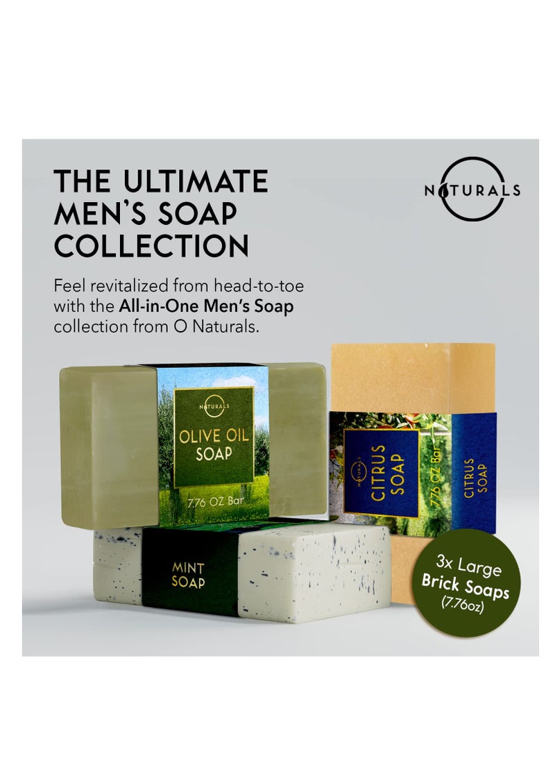 O Naturals O Naturals Bar Soap for Men - 3-Pcs Mens Soap Bar - Natural Soap - Mens Bar Soap - Body Soap Bars - Men Soap - Natural Soap for Men - Organic Men's Soap Bars - Exfoliating Soap Bar - Citrus,Olive&Mint  - Image 3