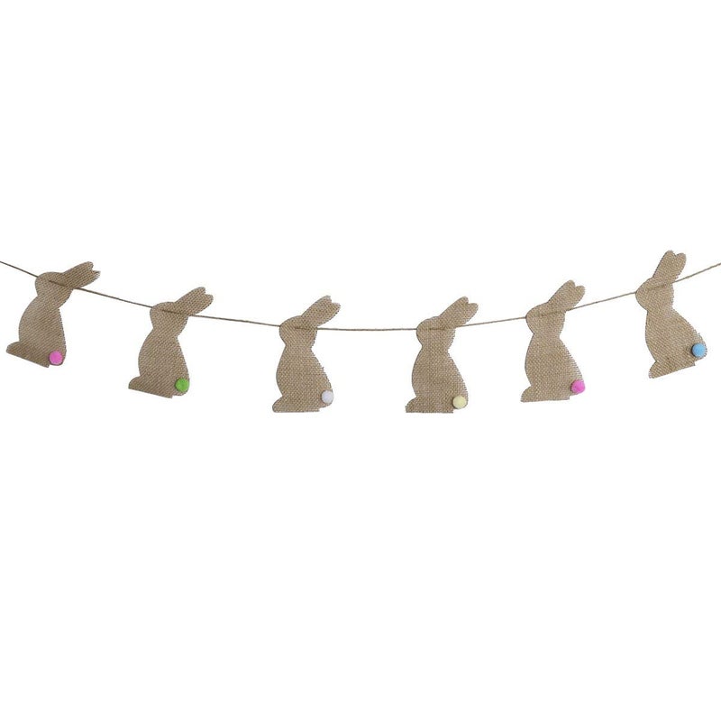 BinaryABC Easter Bunny Rabbit Burlap Banner Bunting Garland Easter Decorations