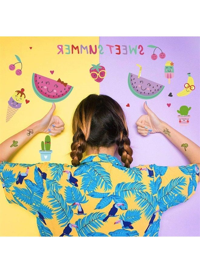 Ooopsi Fruit Temporary Tattoos for Kids - More Than 160 Tattoos (15 Sheets) - Waterproof Cartoon Summer Tattoos Sticker for Children Birthday Party Favors - Image 2