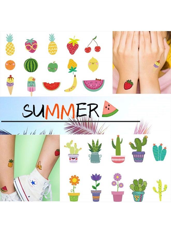 Ooopsi Fruit Temporary Tattoos for Kids - More Than 160 Tattoos (15 Sheets) - Waterproof Cartoon Summer Tattoos Sticker for Children Birthday Party Favors - Image 1