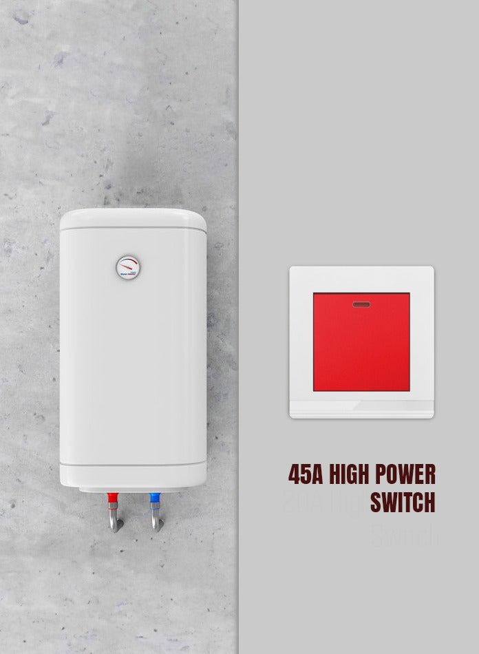 Vmax 45A High Power Switch - Heavy Duty Red Switch for High-Power Electrical Appliances - 3x3 White/Ivory Finish - Image 5