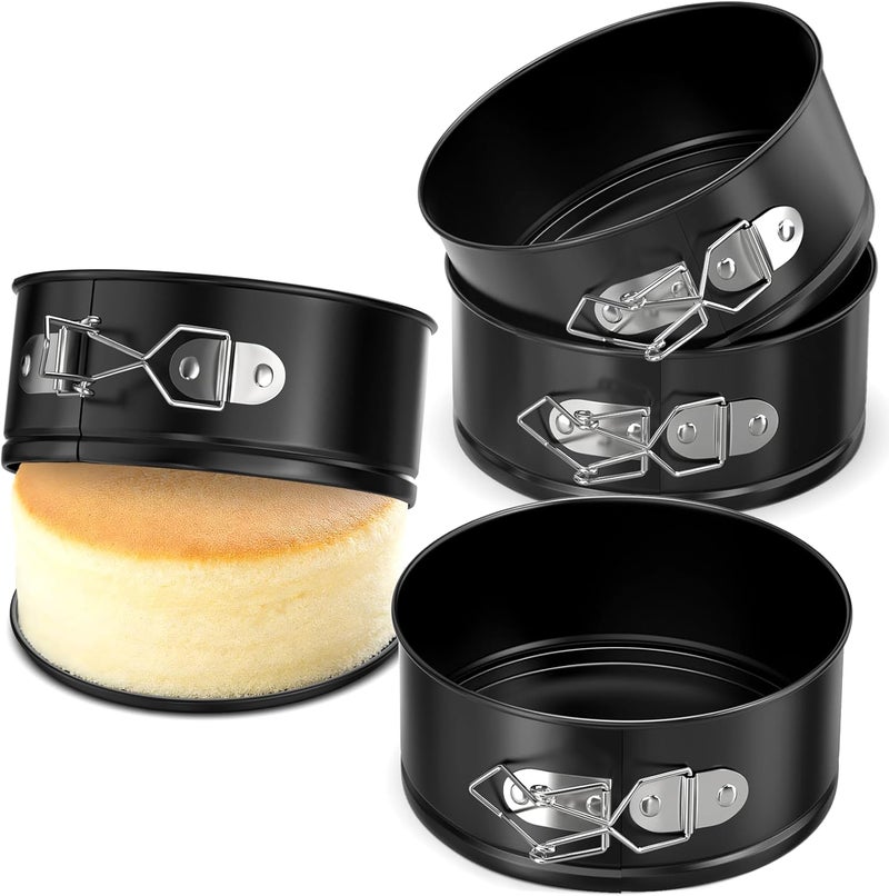 ZeroPone 4 Pack Mini Springform Pan Set, 4 Inch Non-stick Cheesecake Pan, Spring Form Pans for Baking, Springform Pans with Removable Bottom, Round Cake Pans, Small Cake Mold for Mini Cheesecake Pizza - Image 1