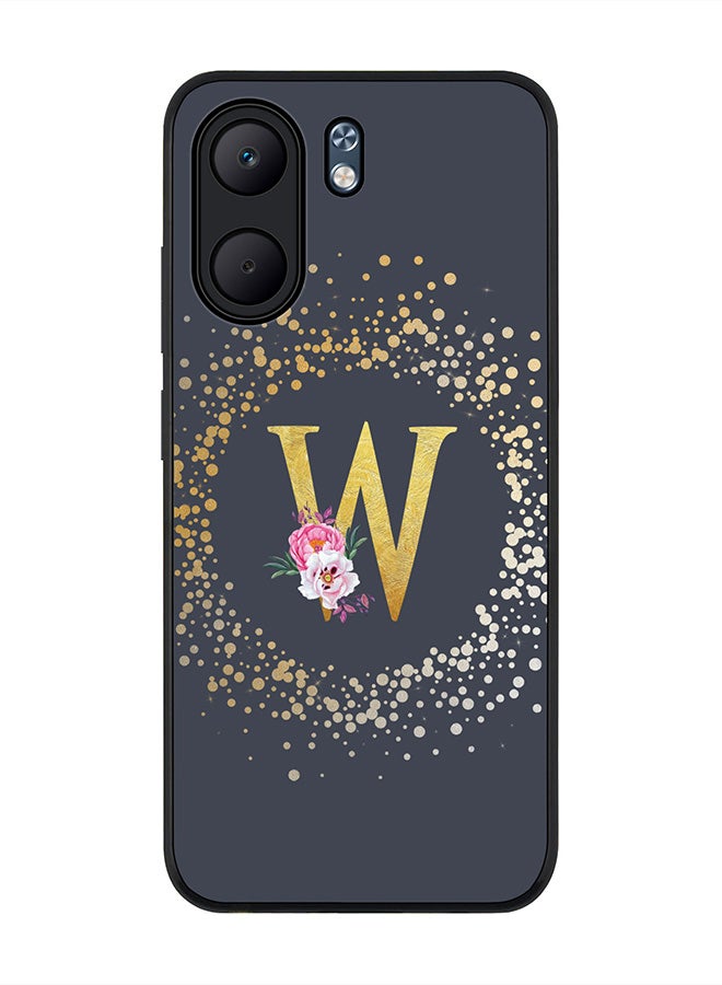 Stylizedd For Oppo A5x 5G / A5x 4G Case,Slim fit Camera Protection, Shockproof Thin Phone cover  - Custom Monogram Floral - W  (Grey )