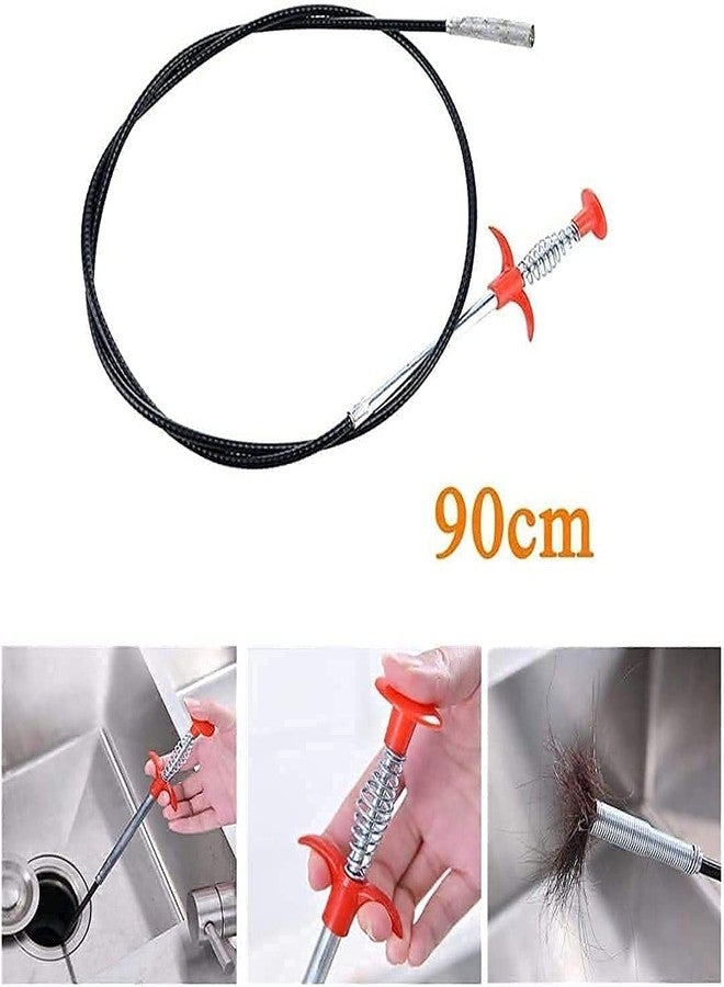 Purabelle Water Pipe & Sink Cleaner Block Drainage Cleaning Tools Stainless Steel Drain Remover Tool Set, Equipment Drainer Hair Catching Cleaners (Silver) - Image 3