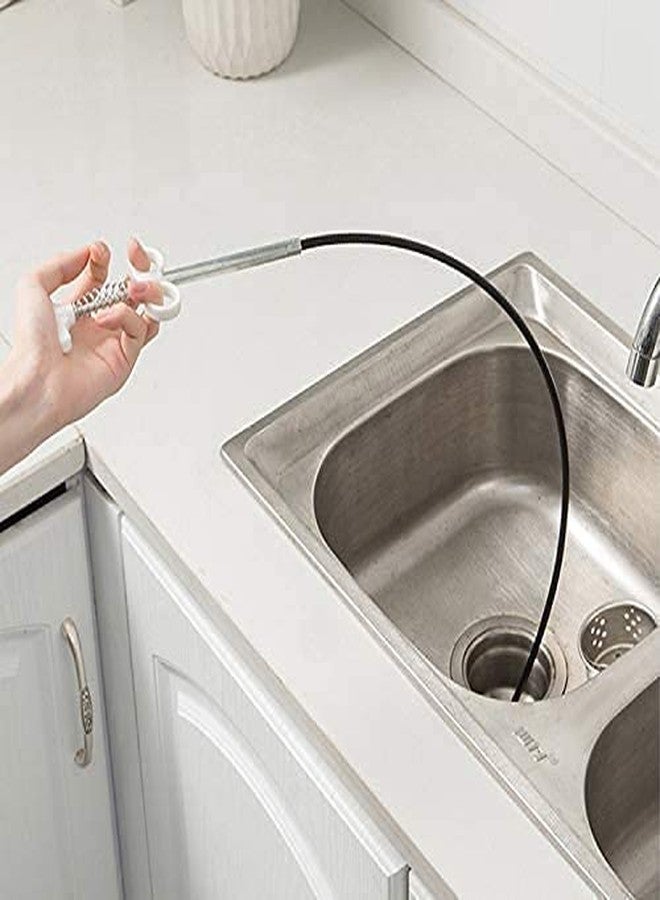 Purabelle Water Pipe & Sink Cleaner Block Drainage Cleaning Tools Stainless Steel Drain Remover Tool Set, Equipment Drainer Hair Catching Cleaners (Silver) - Image 1