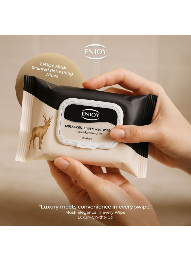 ENJOY Women's Wipes with Luxurious Musk Scent - 20 Count - For Cleansing, Freshness & Superior Feminine Care - Travel & Daily Use - Image 5