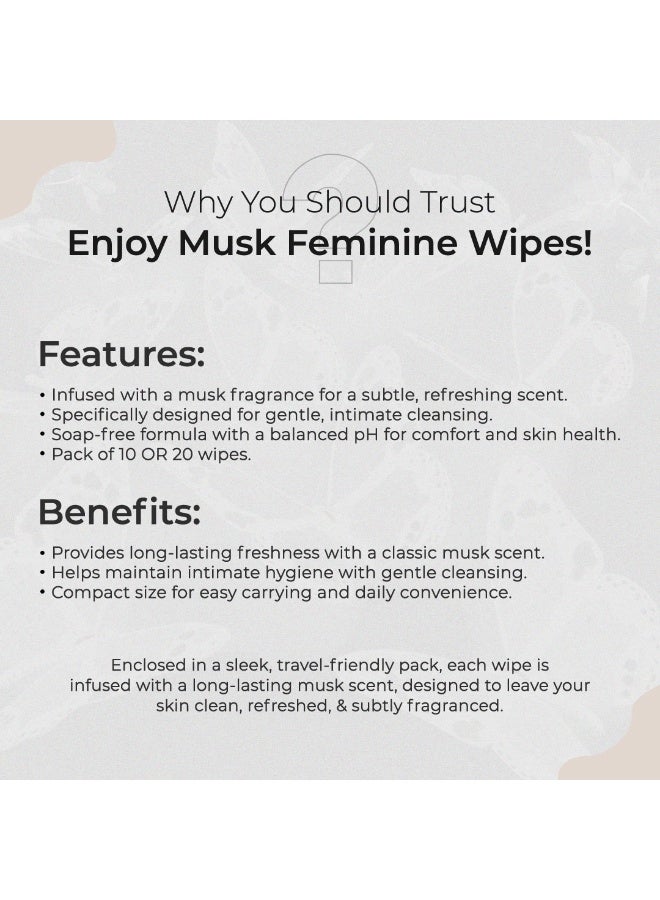 ENJOY Women's Wipes with Luxurious Musk Scent - 20 Count - For Cleansing, Freshness & Superior Feminine Care - Travel & Daily Use - Image 3