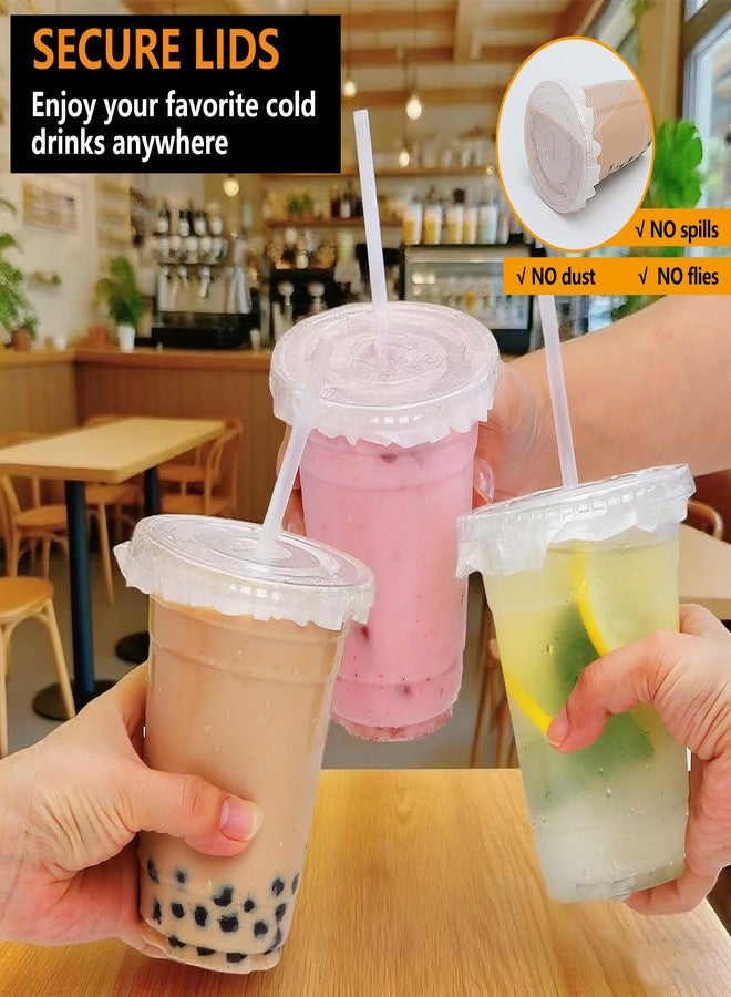 Brajttt 16 oz Clear Plastic Cups with Lids and Straws, 100 Pack Disposable Iced Coffee Cups with Lids, Sturdy & Food Safe lemonade cups for Cold Drinks,Friend,Party, Kitchen Accessories - Image 3