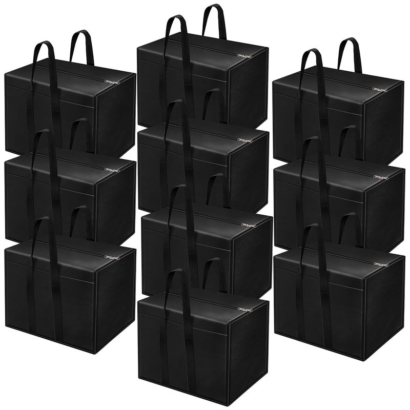 Storite 10 Pack Nylon 85 L Moisture Proof MultiPurpose Underbed Storage BagClothing Storage OrganiserToy StorageStationery Paper Storage Bag with Zipper and Strong Handle Black57x368 x405 cm - Image 1