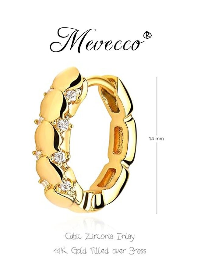 ميفيكو أقراط نسائية هوجي ذهبية هوب 14K Gold Filled صغيرة بسيطة مصنوعة يدويًا مجوهرات يومية مضادة للحساسية - Image 4