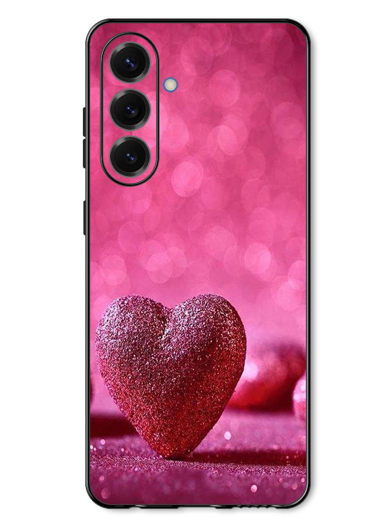Theodor Case Compatible with Samsung Galaxy A37 Protection Shockproof Bumper Cover Dark Pink Gliter Heart - Image 1